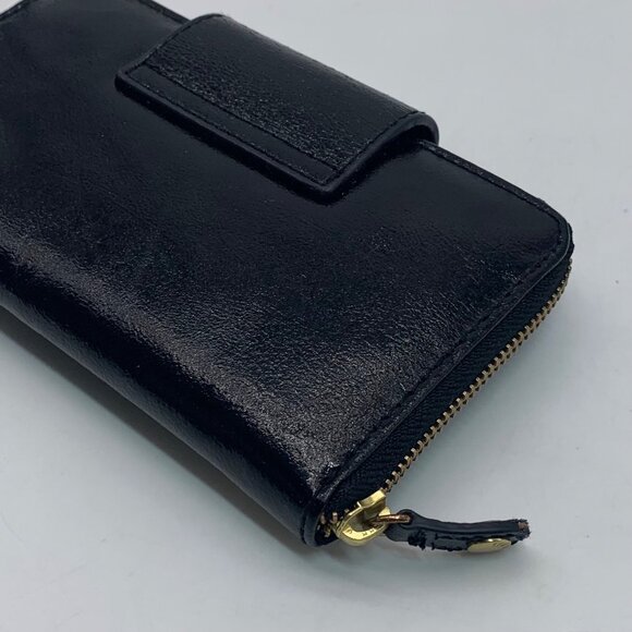 Ted Baker Black Patent Leather Buckle Zip Around Wallet - Picture 8 of 11